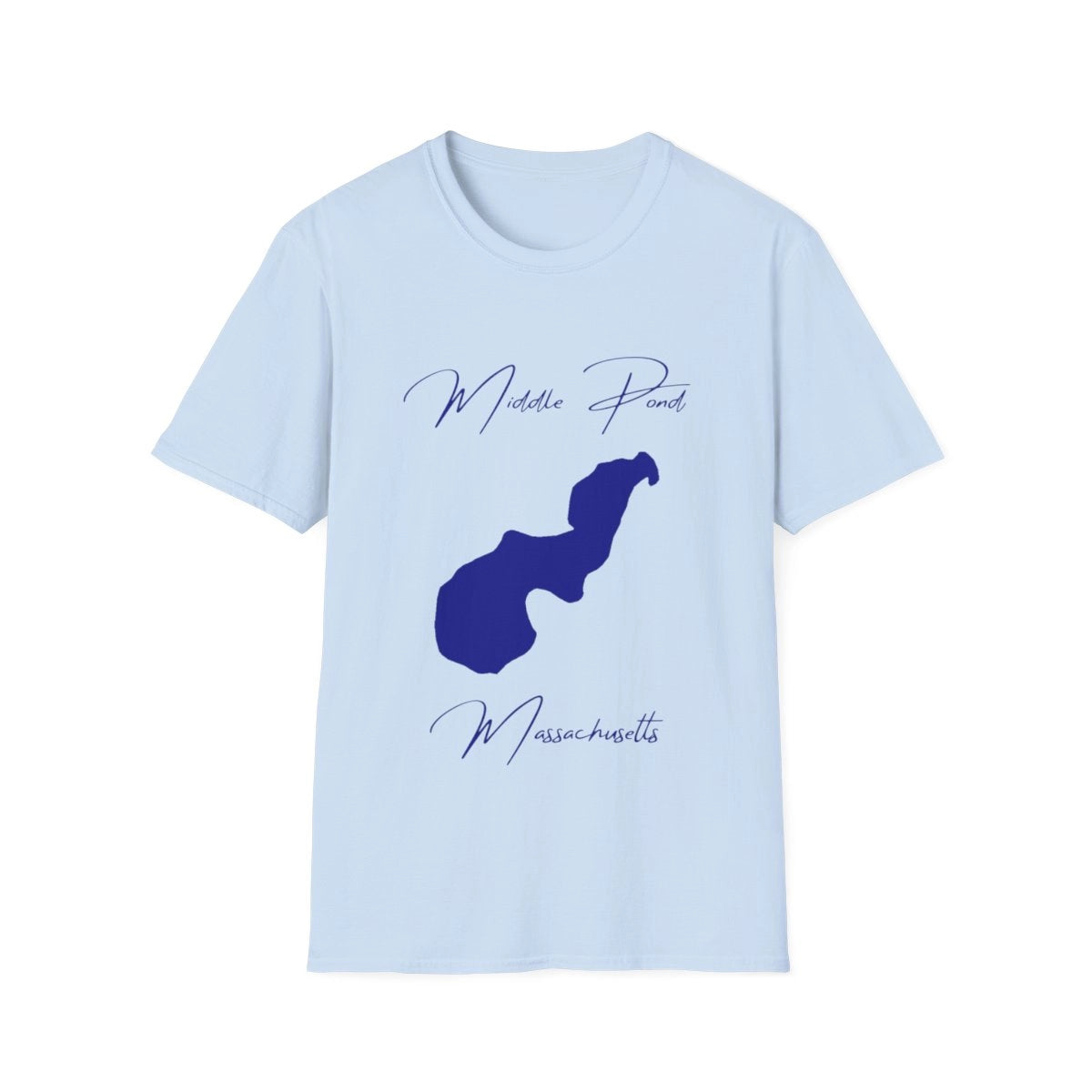 Massachusetts  Middle  Pond  T-shirt  front  position  view  from  front  light  blue.webp