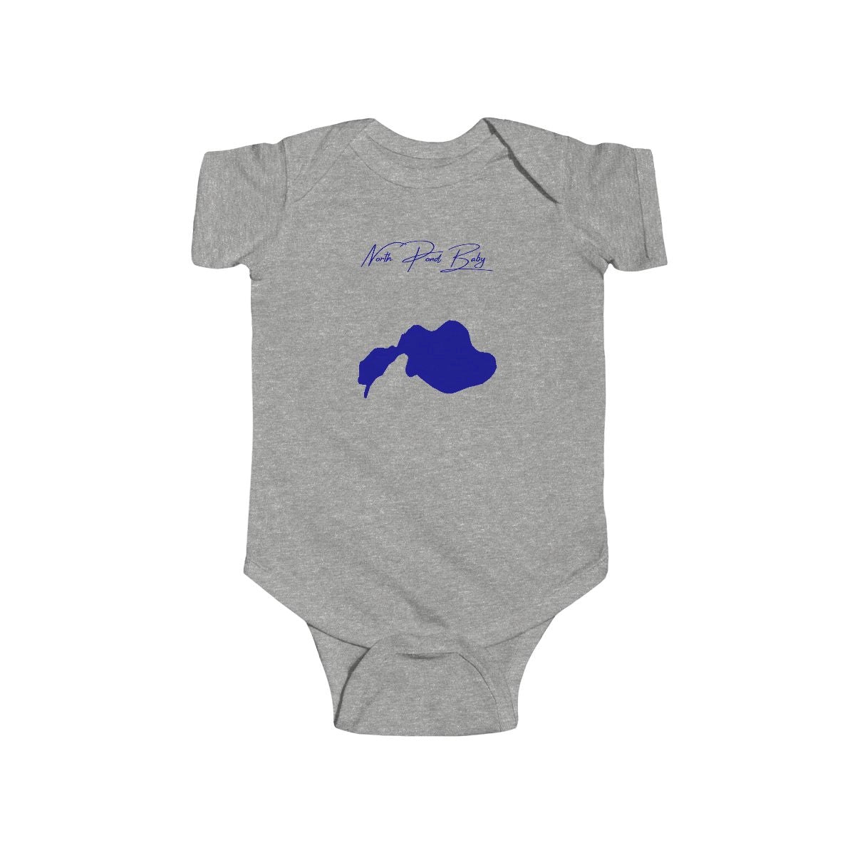 Massachusetts  North  Pond  Onesie  front  position  view  from  front  heather.webp