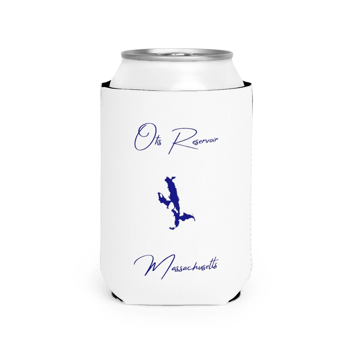 Massachusetts  Otis  Reservoir  Can  Koozie  front  position  view  from  front-2  white.webp