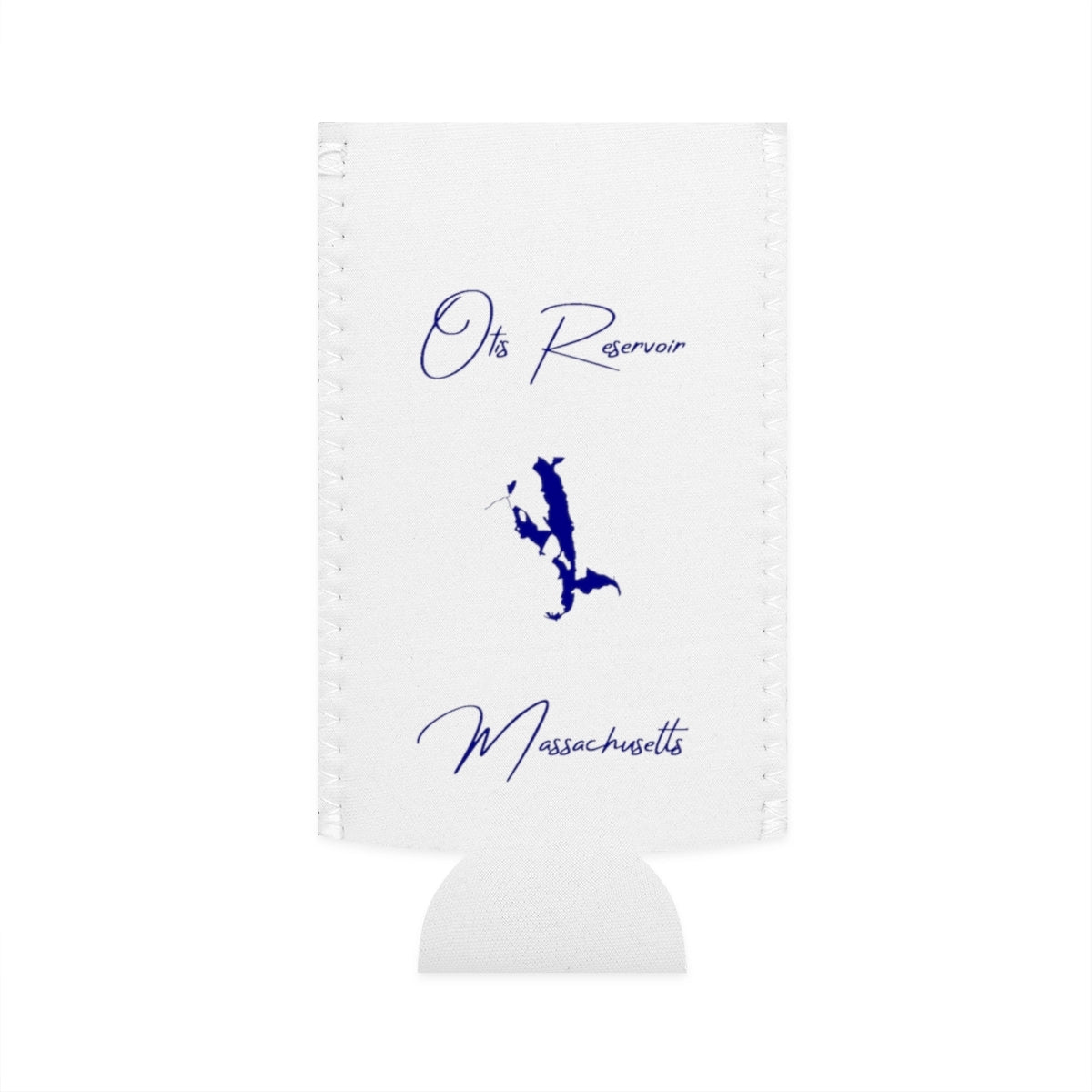 Massachusetts  Otis  Reservoir  Slim  Can  Koozie  front  position  view  from  flat-front  white.webp