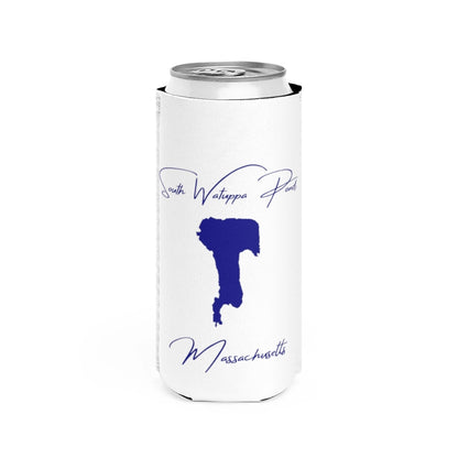 Massachusetts  South  Watuppa  Pond  Slim  Can  Koozie  front  position  view  from  front  white.webp