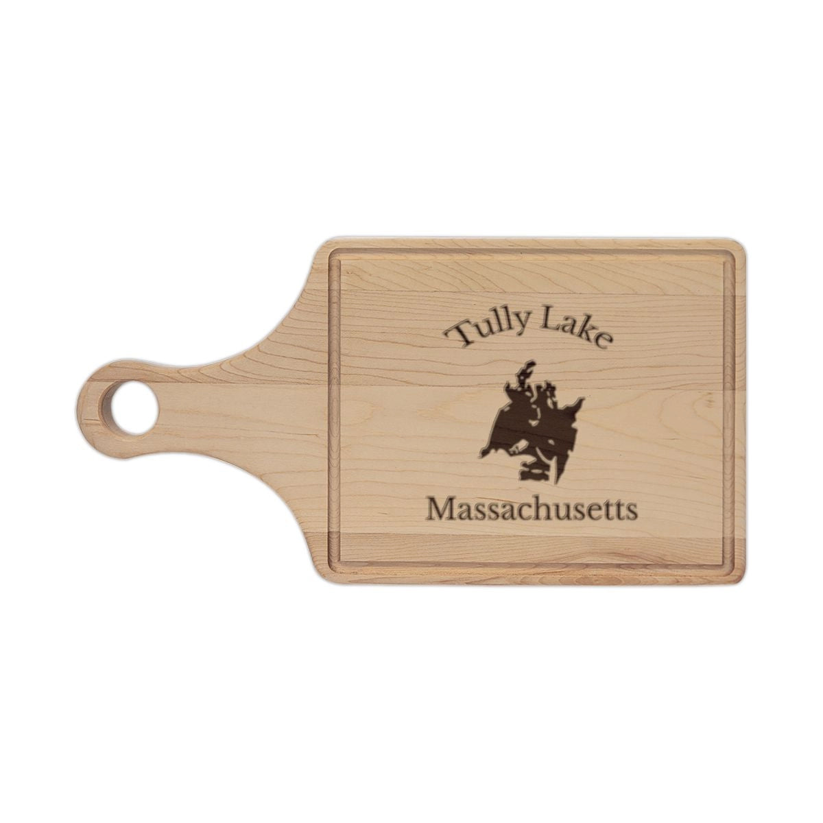 Massachusetts  Tully  Lake  Engraved  Cutting  Board  front  position  view  from  front  maple.webp