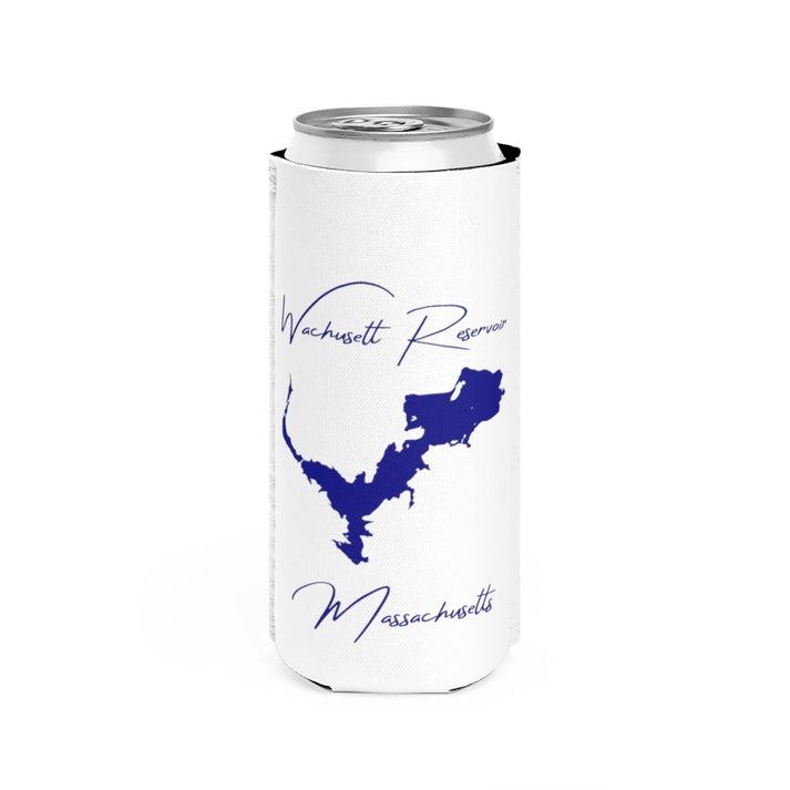 Massachusetts  Wachusett  Reservoir  Slim  Can  Koozie  front  position  view  from  front  white.webp