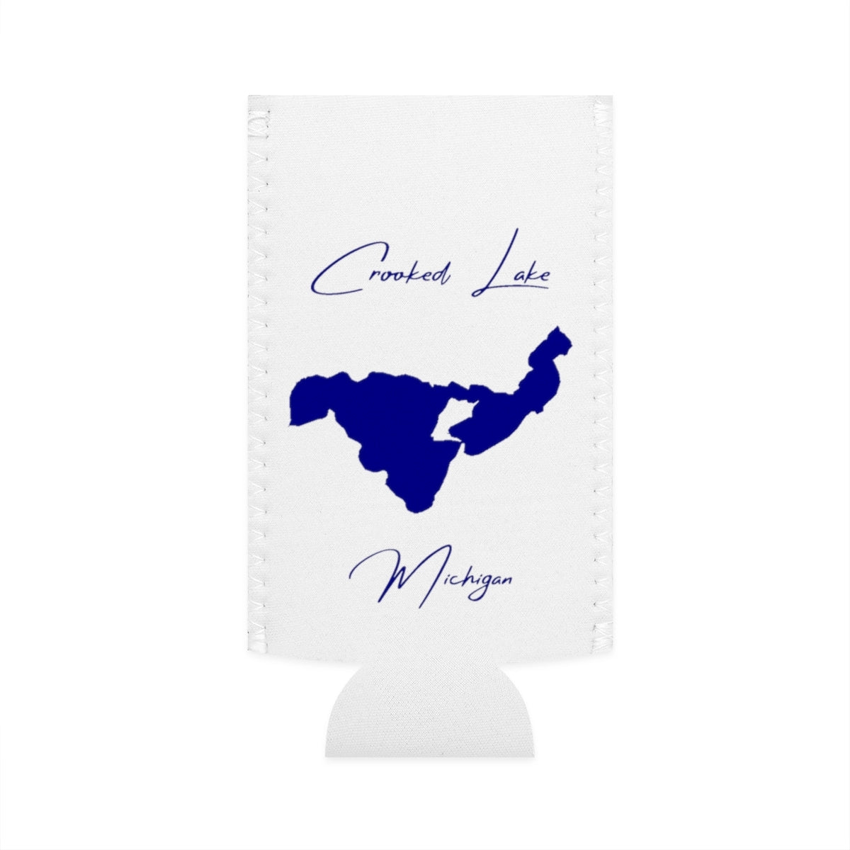 Michigan  Crooked  Lake  Slim  Can  Koozie  front  position  view  from  flat-front  white.webp