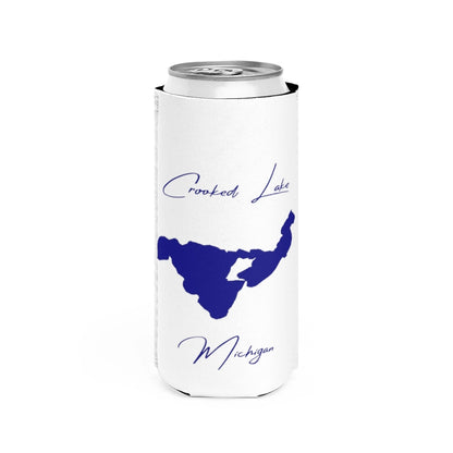 Michigan  Crooked  Lake  Slim  Can  Koozie  front  position  view  from  front  white.webp