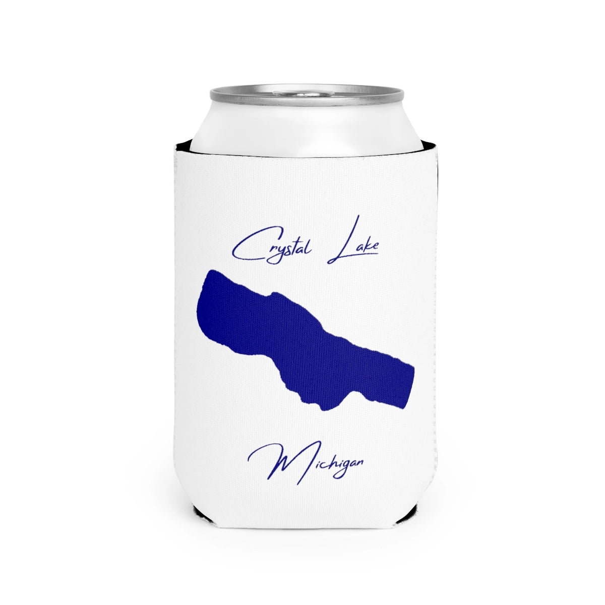 Michigan  Crystal  Lake  Can  Koozie  front  position  view  from  front-2  white.webp