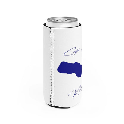 Michigan  Crystal  Lake  Slim  Can  Koozie  all  position  view  from  right  white.webp