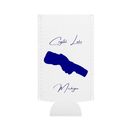 Michigan  Crystal  Lake  Slim  Can  Koozie  front  position  view  from  flat-front  white.webp