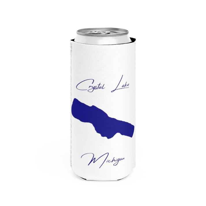 Michigan  Crystal  Lake  Slim  Can  Koozie  front  position  view  from  front  white.webp