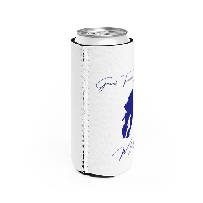 Michigan  Grand  Traverse  Bay  Slim  Can  Koozie  all  position  view  from  right  white.webp