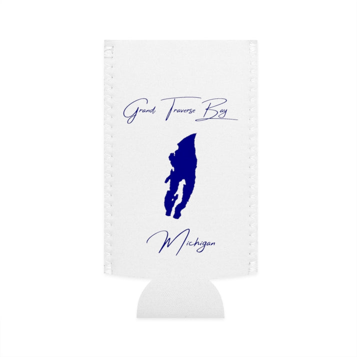 Michigan  Grand  Traverse  Bay  Slim  Can  Koozie  front  position  view  from  flat-front  white.webp