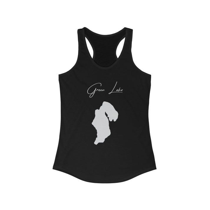 Michigan  Green  Lake  Racerback-Tank  front  position  view  from  front  solid  black.webp