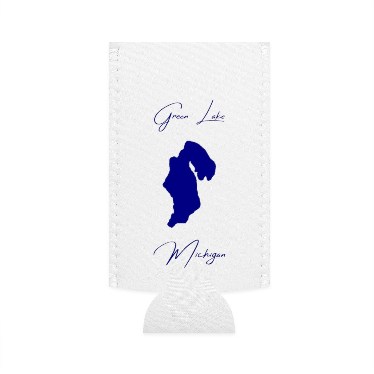 Michigan  Green  Lake  Slim  Can  Koozie  front  position  view  from  flat-front  white.webp
