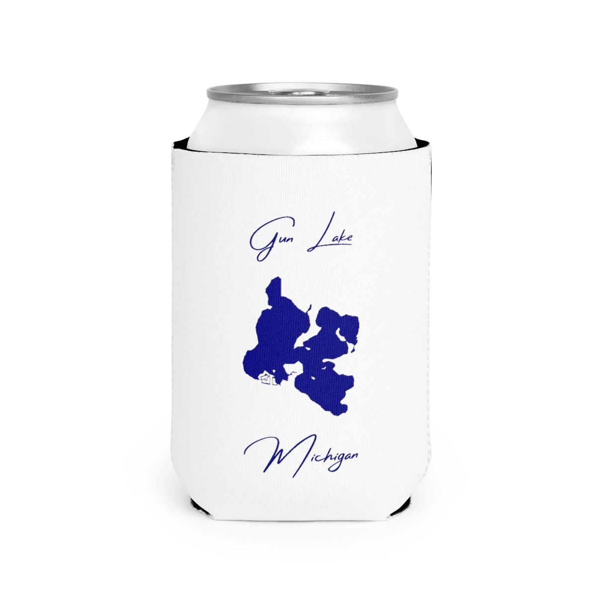 Michigan  Gun  Lake  Can  Koozie  front  position  view  from  front-2  white.webp
