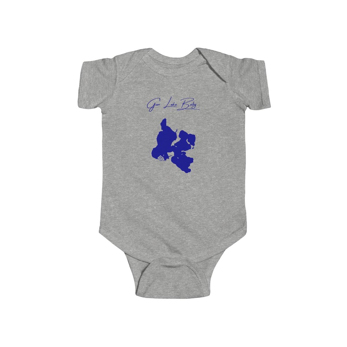 Michigan  Gun  Lake  Onesie  front  position  view  from  front  heather.webp