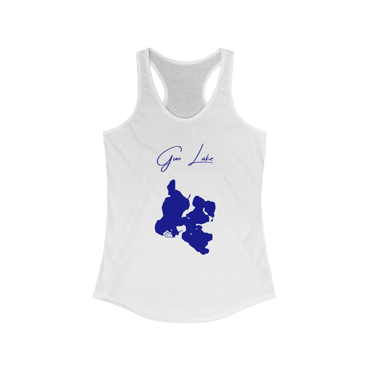 Michigan  Gun  Lake  Racerback-Tank  front  position  view  from  front  solid  white.webp