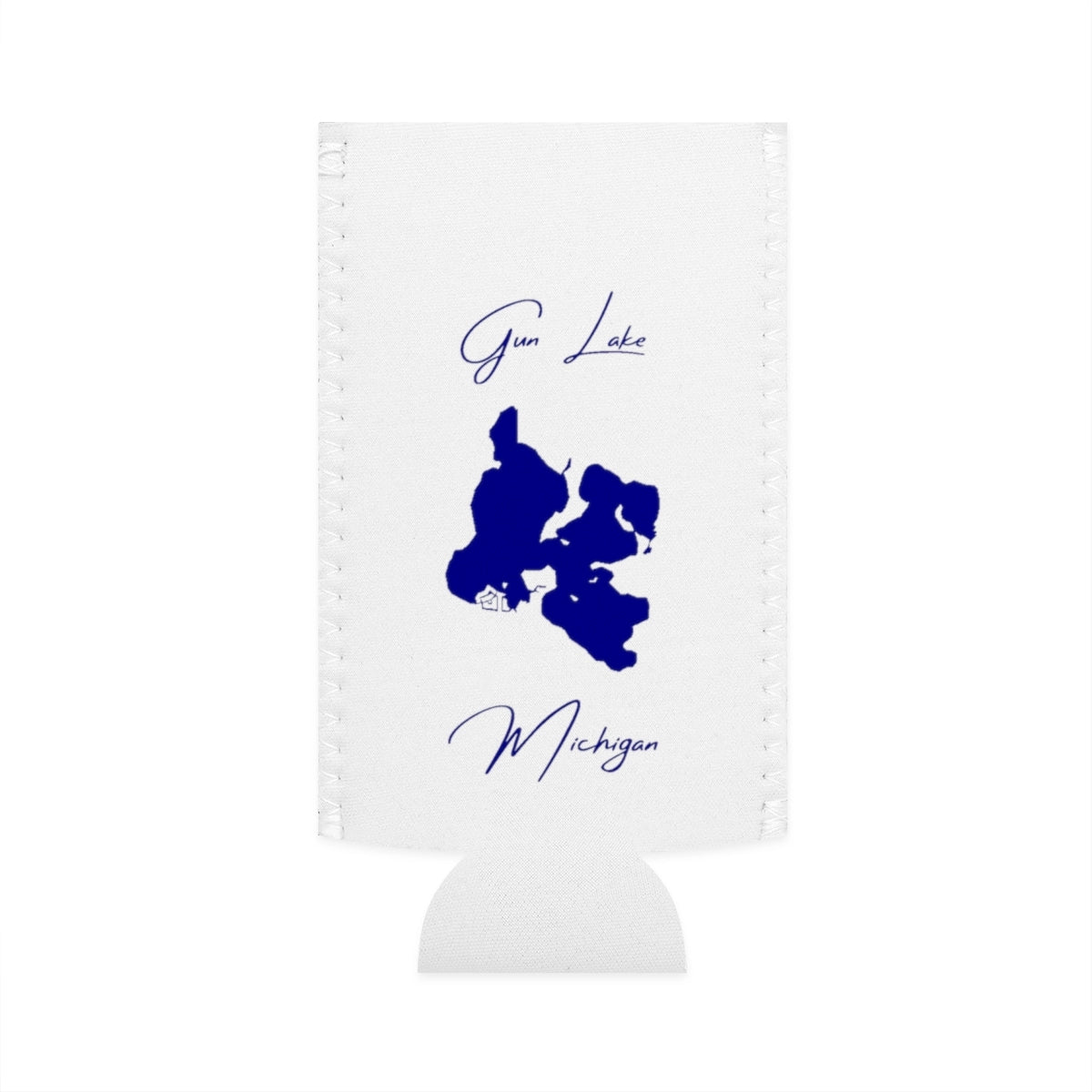 Michigan  Gun  Lake  Slim  Can  Koozie  front  position  view  from  flat-front  white.webp