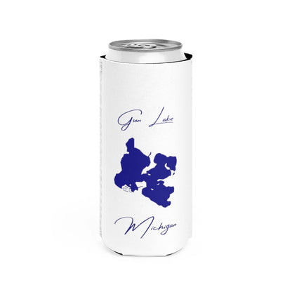 Michigan  Gun  Lake  Slim  Can  Koozie  front  position  view  from  front  white.webp