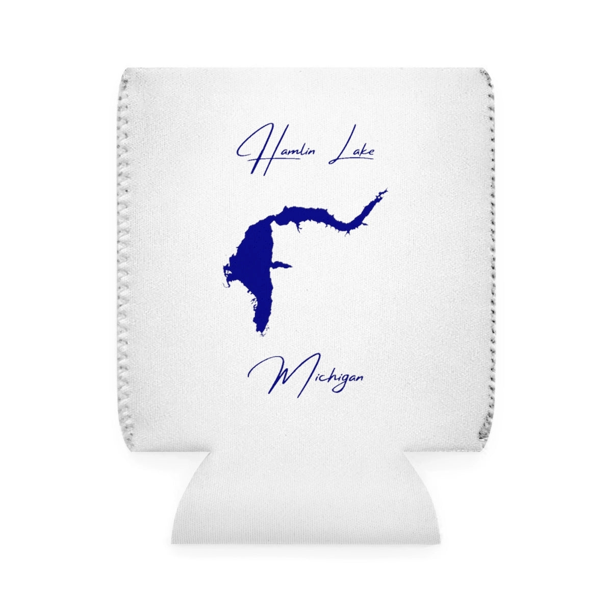 Michigan  Hamlin  Lake  Can  Koozie  front  position  view  from  front-1  white.webp