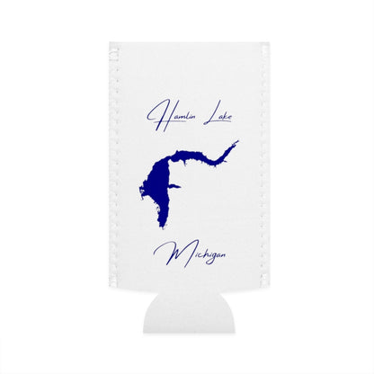 Michigan  Hamlin  Lake  Slim  Can  Koozie  front  position  view  from  flat-front  white.webp