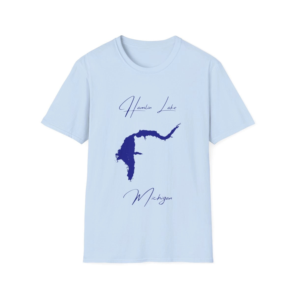 Michigan  Hamlin  Lake  T-shirt  front  position  view  from  front  light  blue.webp