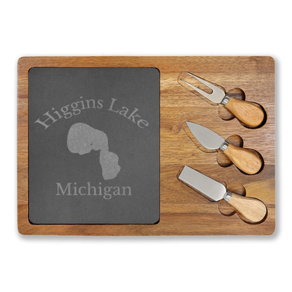 Michigan  Higgins  Lake  Engraved  Charcuterie  Board  other  position  view  from  front  13  3  4  x  9  3  4.webp