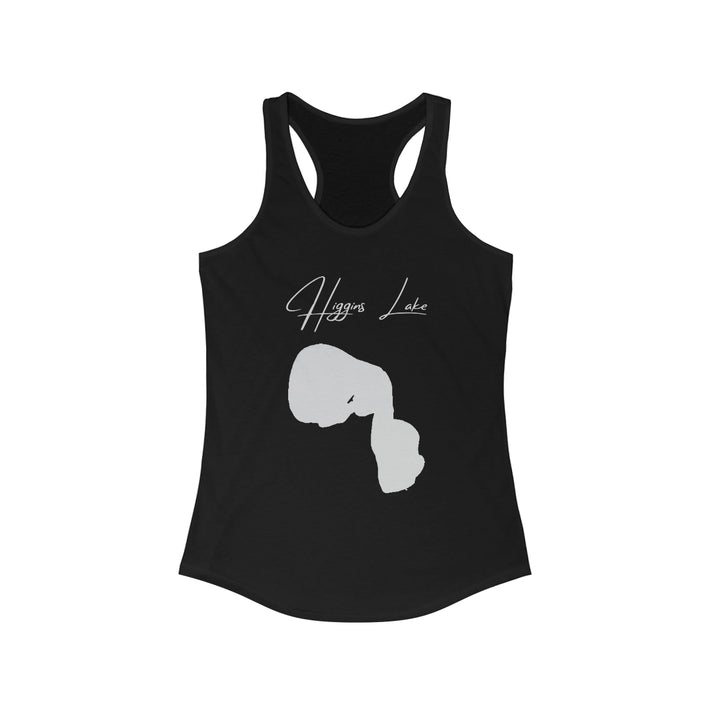 Michigan  Higgins  Lake  Racerback-Tank  front  position  view  from  front  solid  black.webp