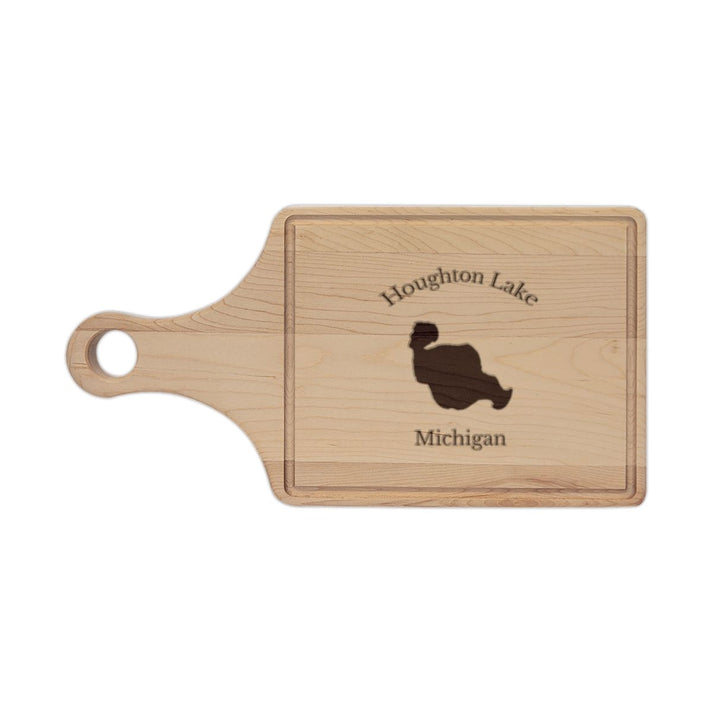 Michigan  Houghton  Lake  Engraved  Cutting  Board  front  position  view  from  front  maple.webp