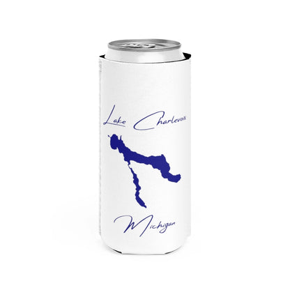 Michigan  Lake  Charlevoix  Slim  Can  Koozie  front  position  view  from  front  white.webp