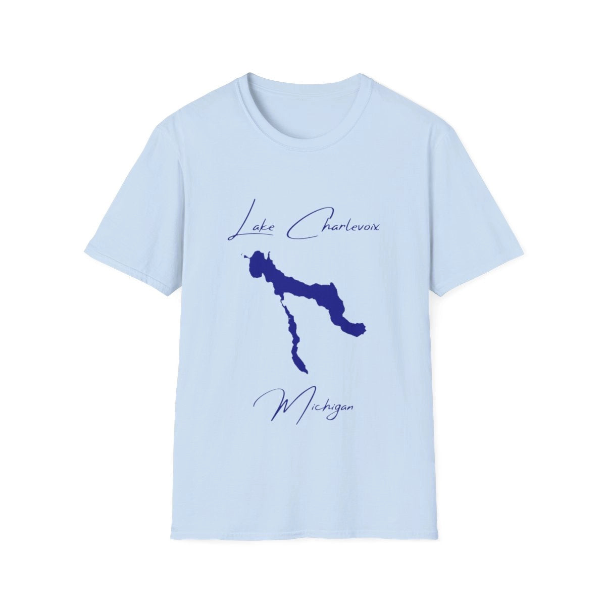 Michigan  Lake  Charlevoix  T-shirt  front  position  view  from  front  light  blue.webp