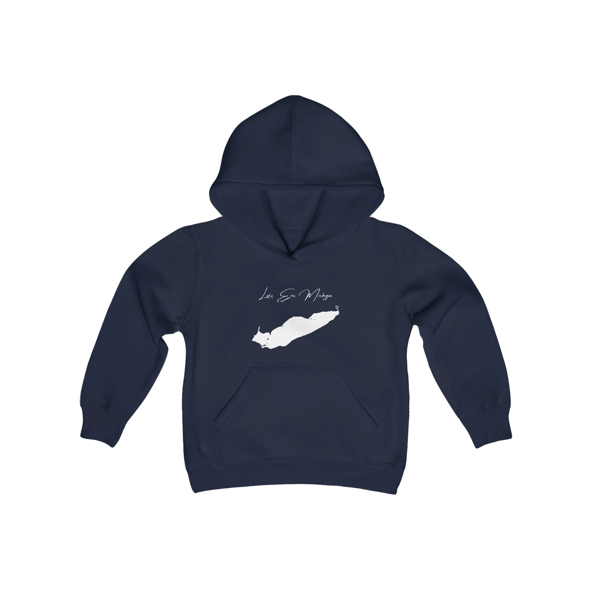 Michigan  Lake  Erie  Youth  Hoodie  front  position  view  from  front  navy.webp