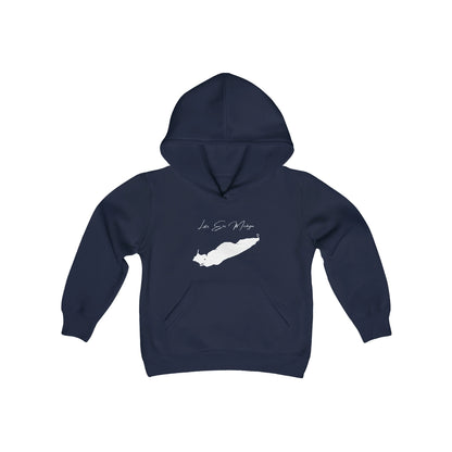 Michigan  Lake  Erie  Youth  Hoodie  front  position  view  from  front  navy.webp