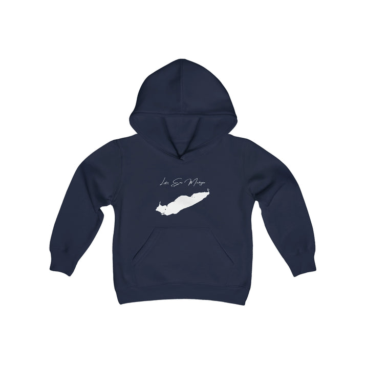 Michigan  Lake  Erie  Youth  Hoodie  front  position  view  from  front  navy.webp