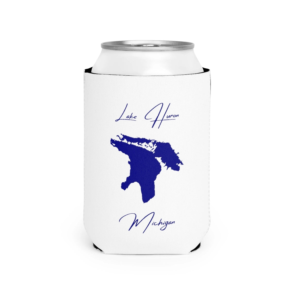 Michigan  Lake  Huron  Can  Koozie  front  position  view  from  front-2  white.webp
