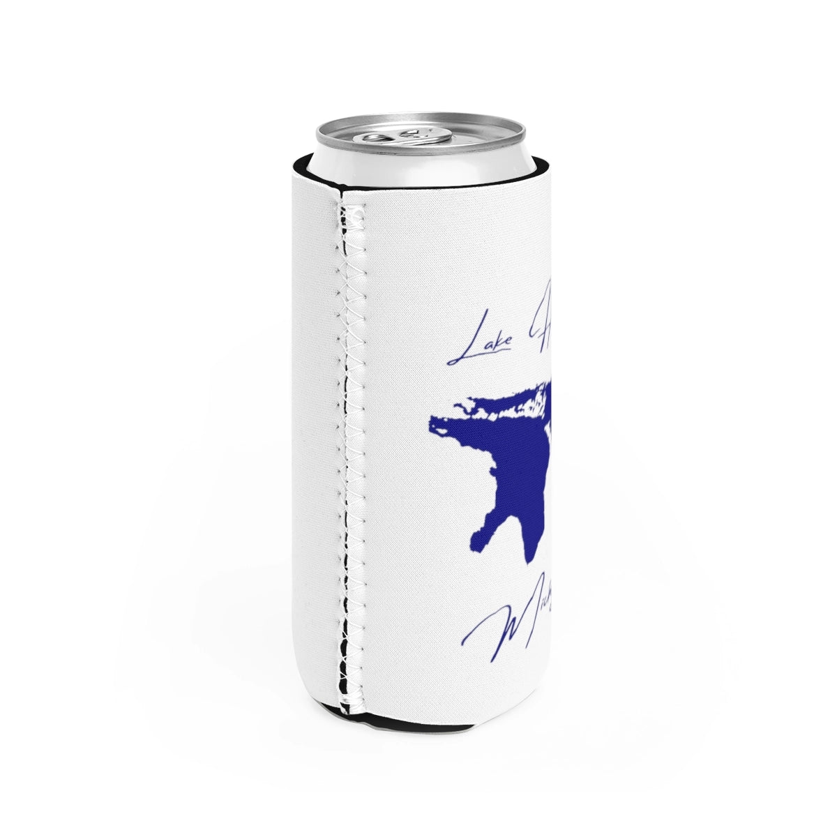 Michigan  Lake  Huron  Slim  Can  Koozie  all  position  view  from  right  white.webp
