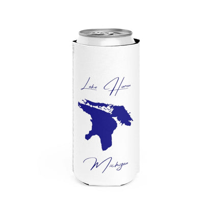 Michigan  Lake  Huron  Slim  Can  Koozie  front  position  view  from  front  white.webp
