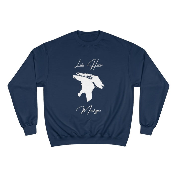 Michigan  Lake  Huron  Sweatshirt  front  position  view  from  front  navy.webp
