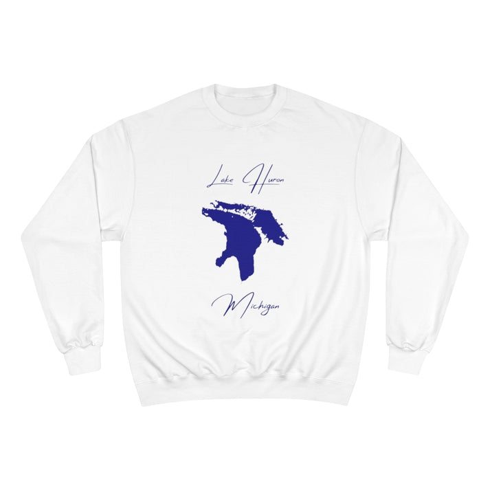 Michigan  Lake  Huron  Sweatshirt  front  position  view  from  front  white.webp