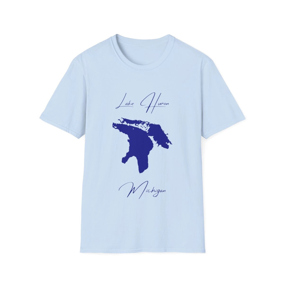 Michigan  Lake  Huron  T-shirt  front  position  view  from  front  light  blue.webp