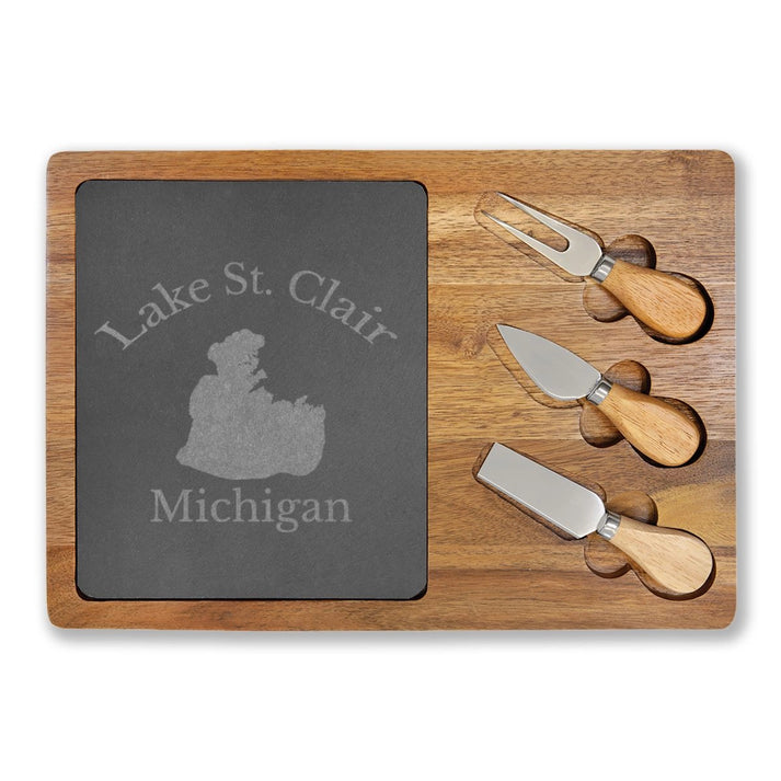 Michigan  Lake  St.  Clair  Engraved  Charcuterie  Board  other  position  view  from  front  13  3  4  x  9  3  4.webp