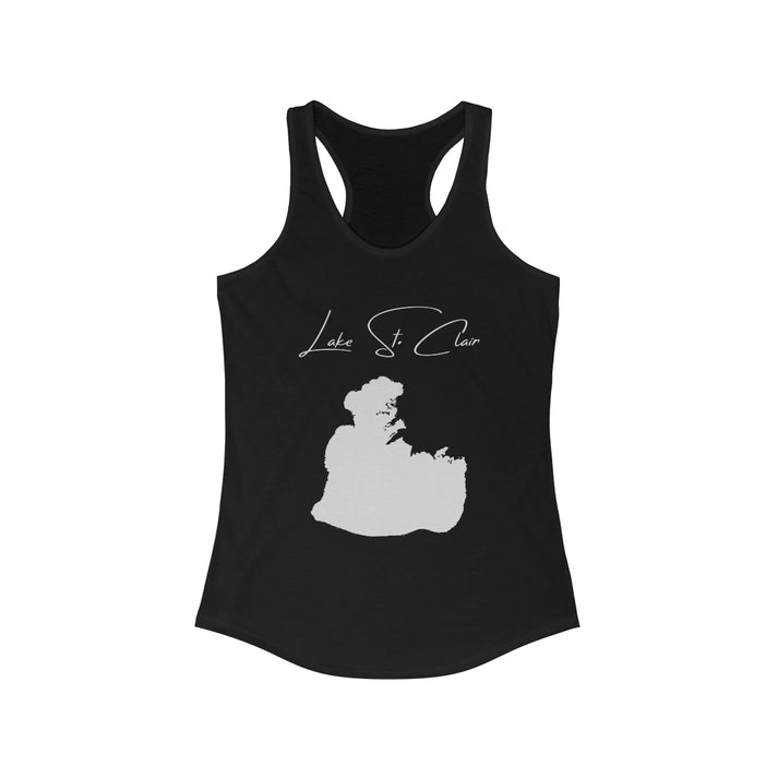 Michigan  Lake  St.  Clair  Racerback-Tank  front  position  view  from  front  solid  black.webp