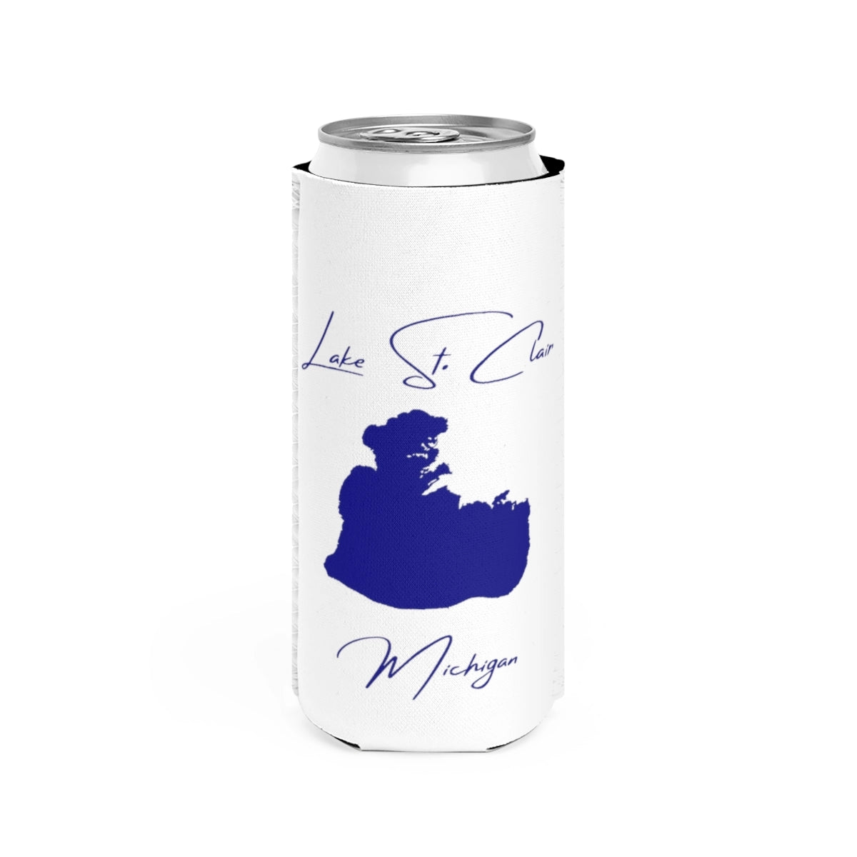 Michigan  Lake  St.  Clair  Slim  Can  Koozie  front  position  view  from  front  white.webp