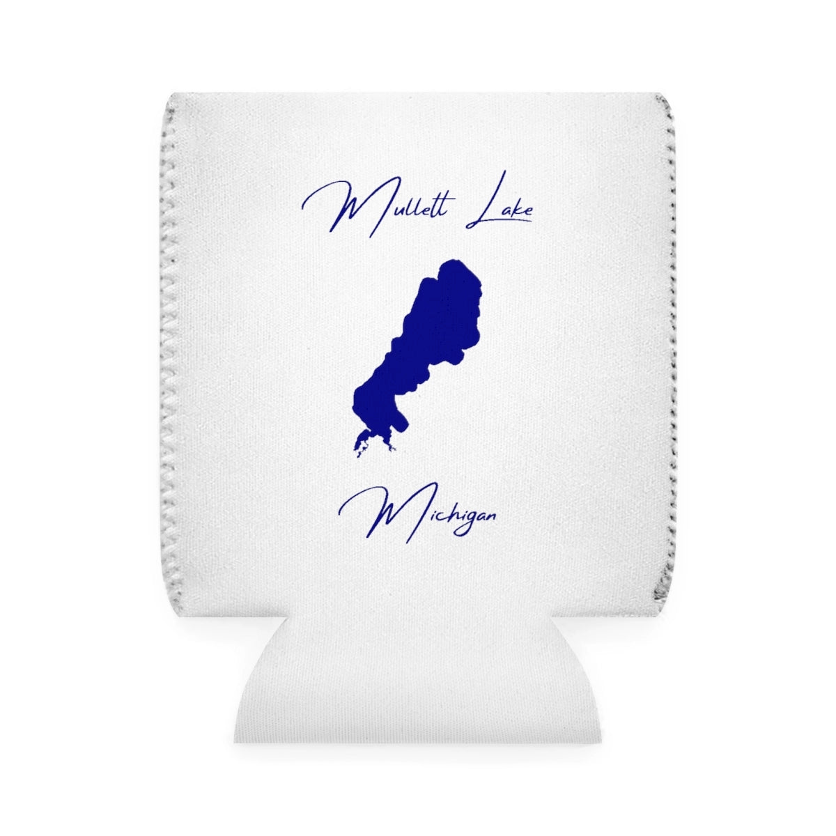 Michigan  Mullett  Lake  Can  Koozie  front  position  view  from  front-1  white.webp