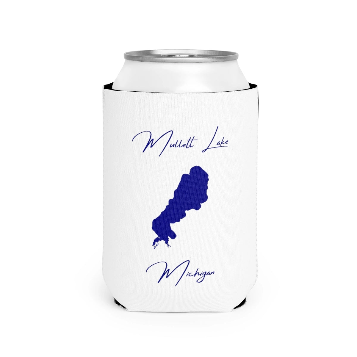 Michigan  Mullett  Lake  Can  Koozie  front  position  view  from  front-2  white.webp