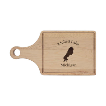 Michigan  Mullett  Lake  Engraved  Cutting  Board  front  position  view  from  front  maple.webp