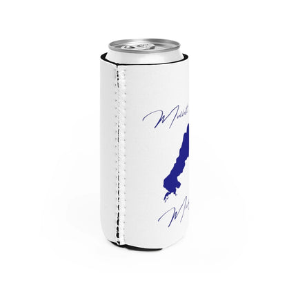 Michigan  Mullett  Lake  Slim  Can  Koozie  all  position  view  from  right  white.webp