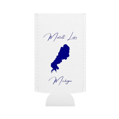 Michigan  Mullett  Lake  Slim  Can  Koozie  front  position  view  from  flat-front  white.webp