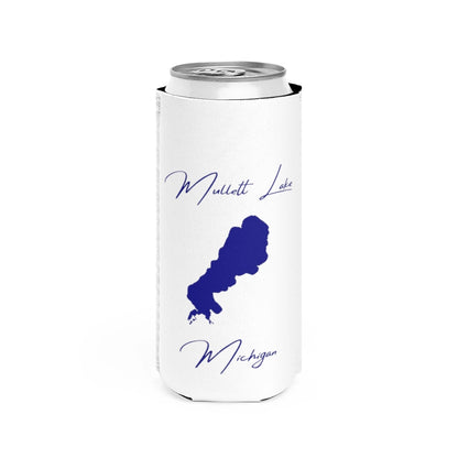 Michigan  Mullett  Lake  Slim  Can  Koozie  front  position  view  from  front  white.webp