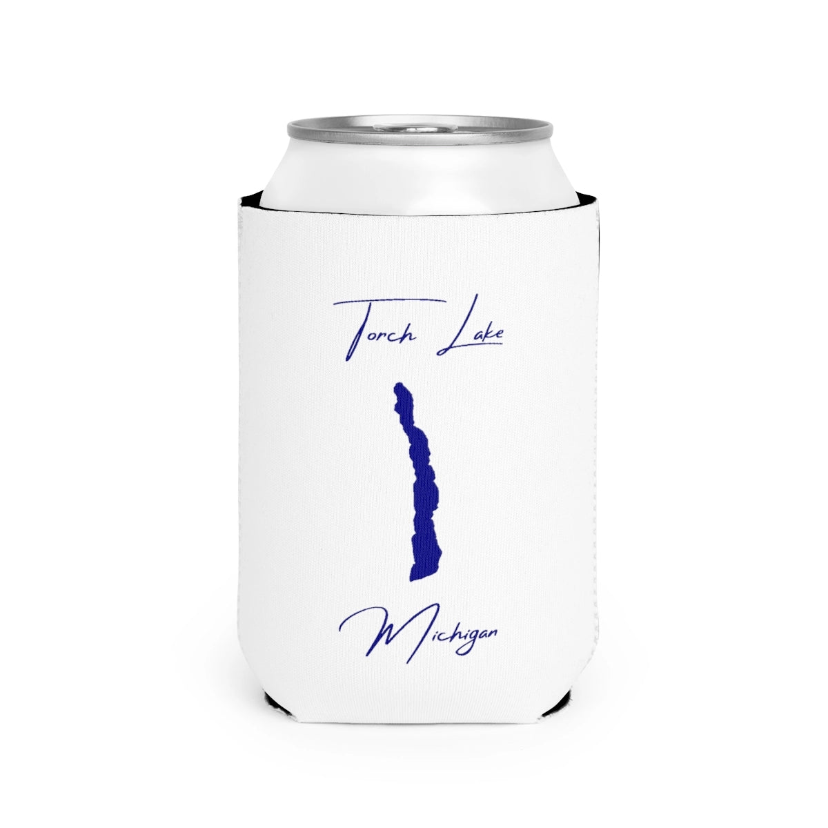 Michigan  Torch  Lake  Can  Koozie  front  position  view  from  front-2  white.webp