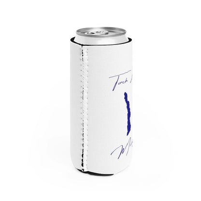Michigan  Torch  Lake  Slim  Can  Koozie  all  position  view  from  right  white.webp